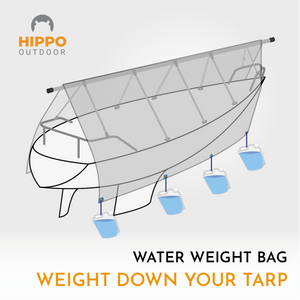 Eco-friendly Water Weight Bags for anchoring tarps securely outdoors.