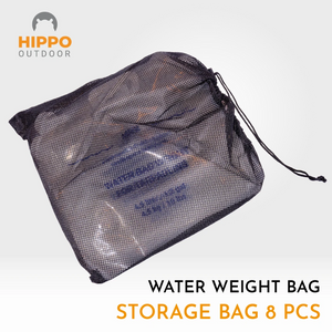 Reusable Water Weight Bags holding up to 4.5kg for tarp anchoring.