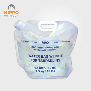 Set of eight Water Weight Bags with mesh storage for outdoor use