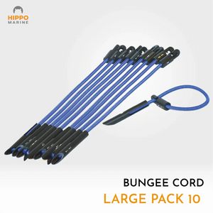 10-pack bungee cord with toggle for fastening tarps, durable elastic cord with J-hook and sharp tip.