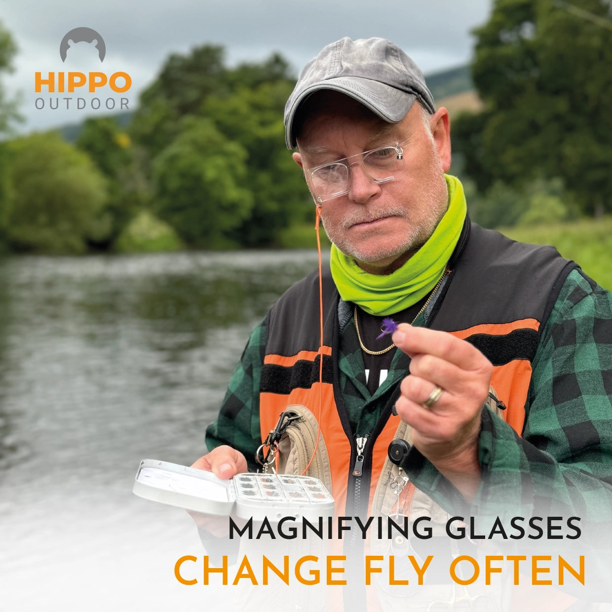 Flugfiskare byter fluga med magnetglasögon i bruk