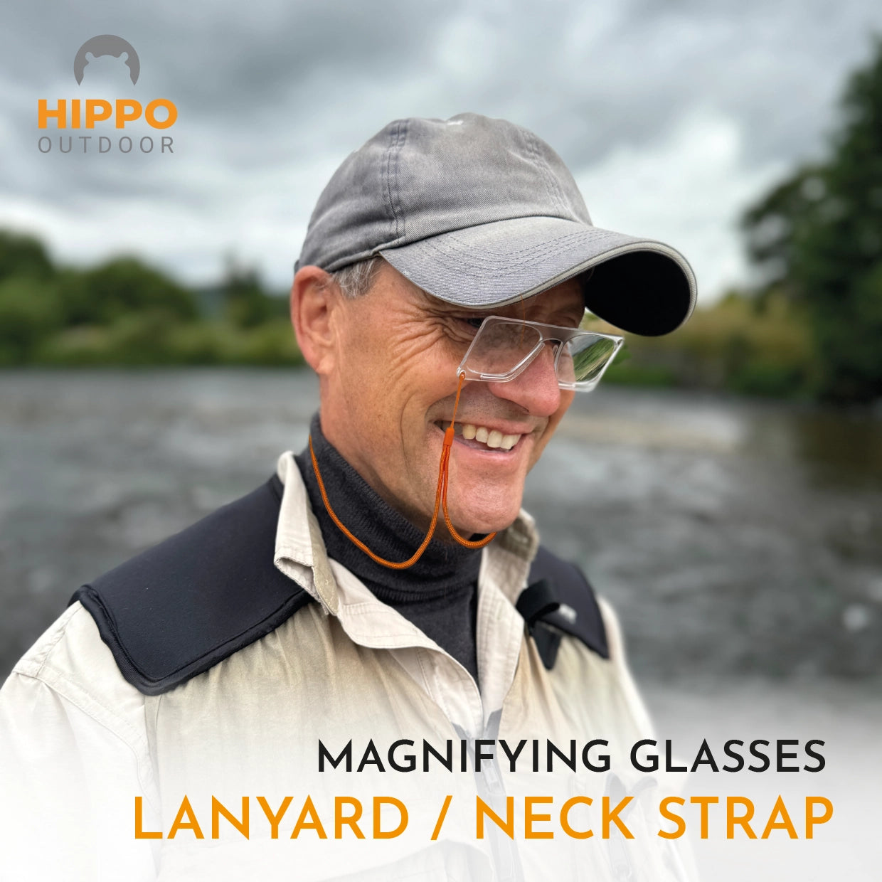 Tydligt orange nackband ger snabb tillgång till glasögon