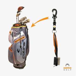 Golf club brush attached to golf bag using quick access clip system – 8183-13