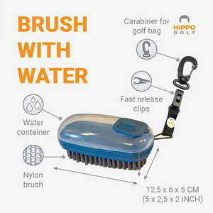 Golf club cleaning brush with water container and clip – product details 8162-07