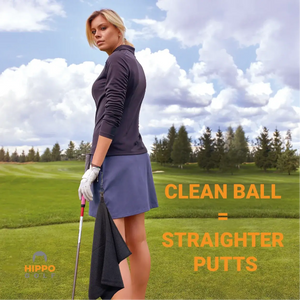 Hippo Golf towel used for cleaning golf ball for straighter putts – 8174-07
