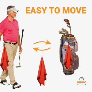 Hippo Golf towel easy to move between golf bag and player using clip – 8174-09