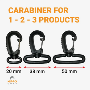Hippo Golf modular carabiner system overview for one to three accessories – 8191-12
