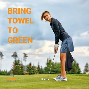 Golf towel with clip used on the green during putting for fast access – Hippo Golf 8174-12