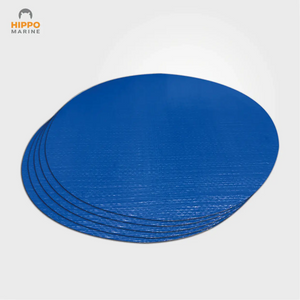 Blue round chafe protection tape for tarps – prevents wear on boat covers and frames.