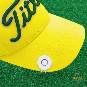 Magnetic hat clip mounted on red golf cap – 8104-06