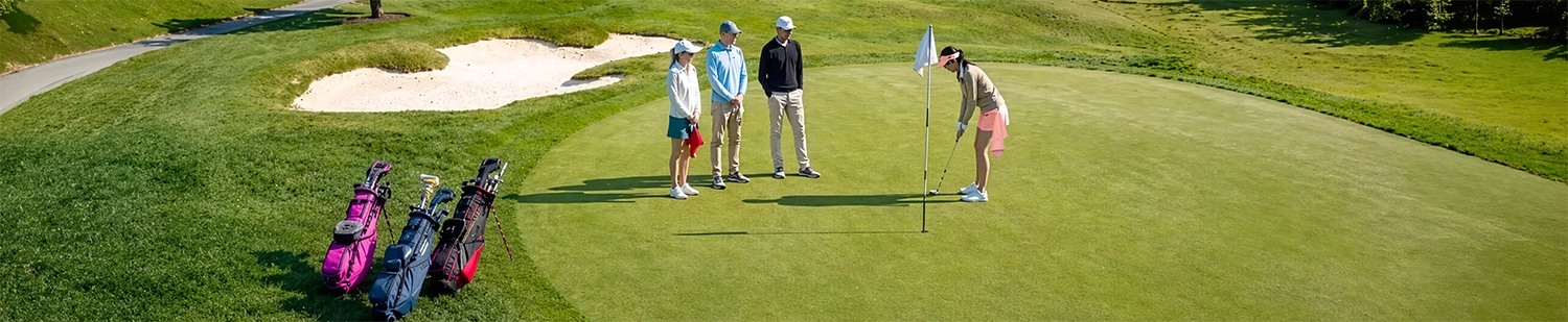 On the green essentials for putting, showing golfers preparing putts and maintaining focus on the green with practical accessories.