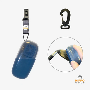 Water brush for golf clubs with grey Hippo Clips attachment, showing spray and brush function – Hippo Golf 8162-11