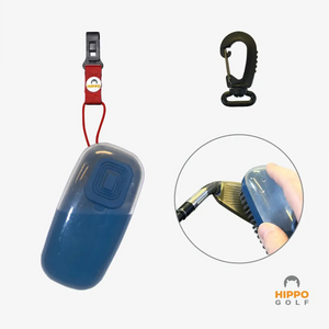 Water brush for golf clubs with blue Hippo Clips, easy cleaning of iron grooves on the course – Hippo Golf 8162-12