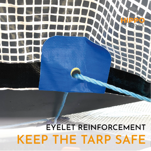 Heavy-duty tape designed to double the load capacity of tarp eyelets.