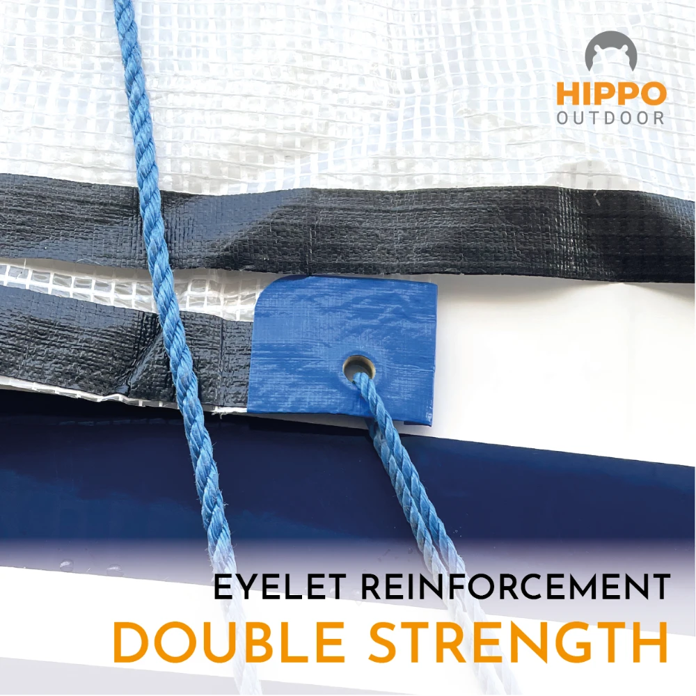 Simple-to-use tarp tape for extending tarp lifespan and preventing damage.