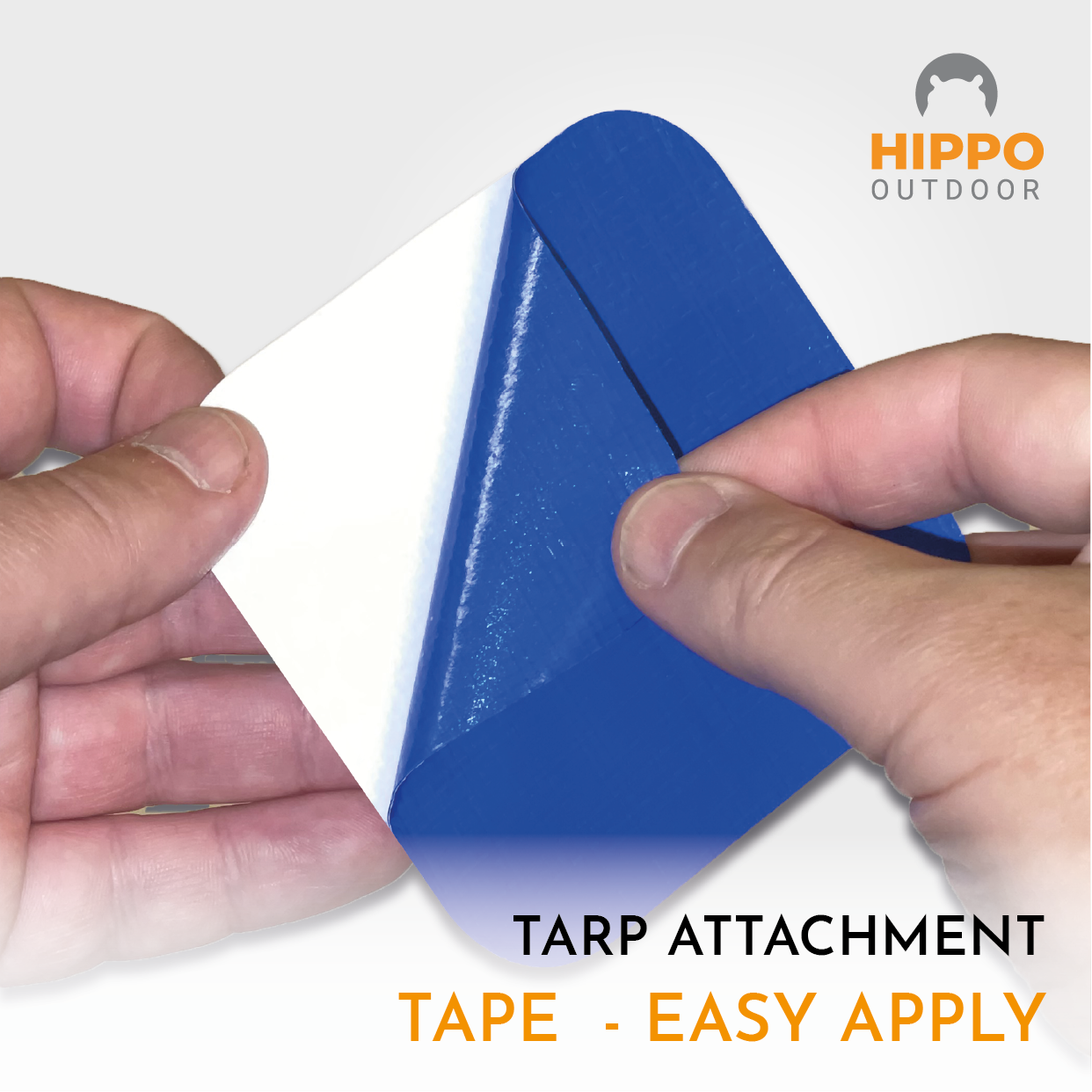 Weather-resistant tarp reinforcement tape for windy conditions.