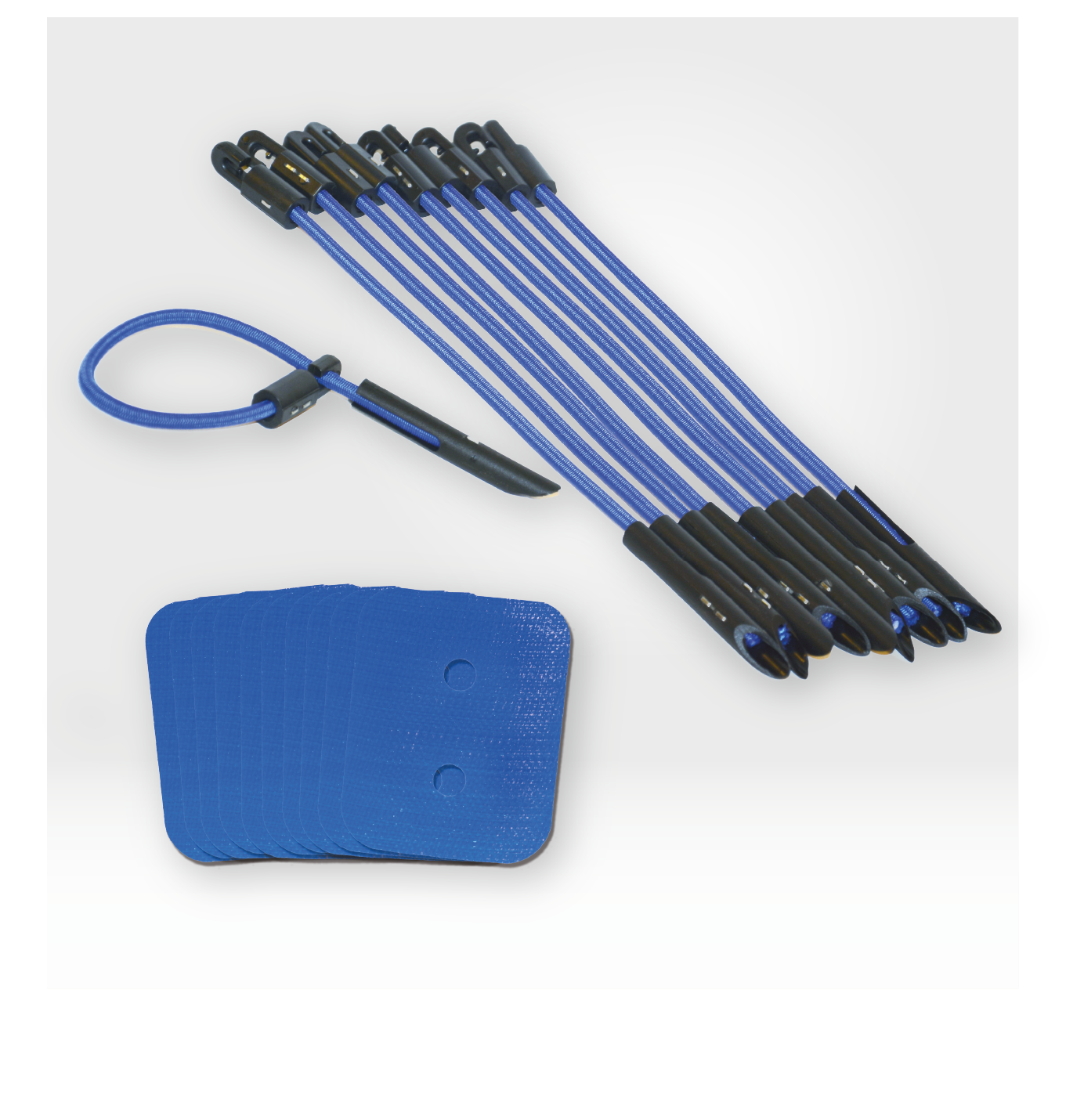 Reusable bungee cords paired with durable tape for long-lasting tarp stability