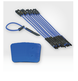 Reusable bungee cords paired with durable tape for long-lasting tarp stability