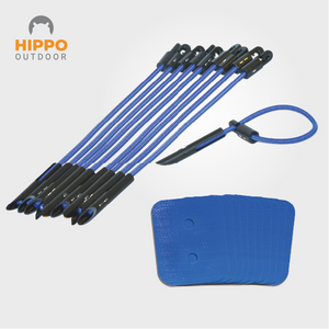 Wind-proof tarp securing kit for enhanced stability in challenging weather.