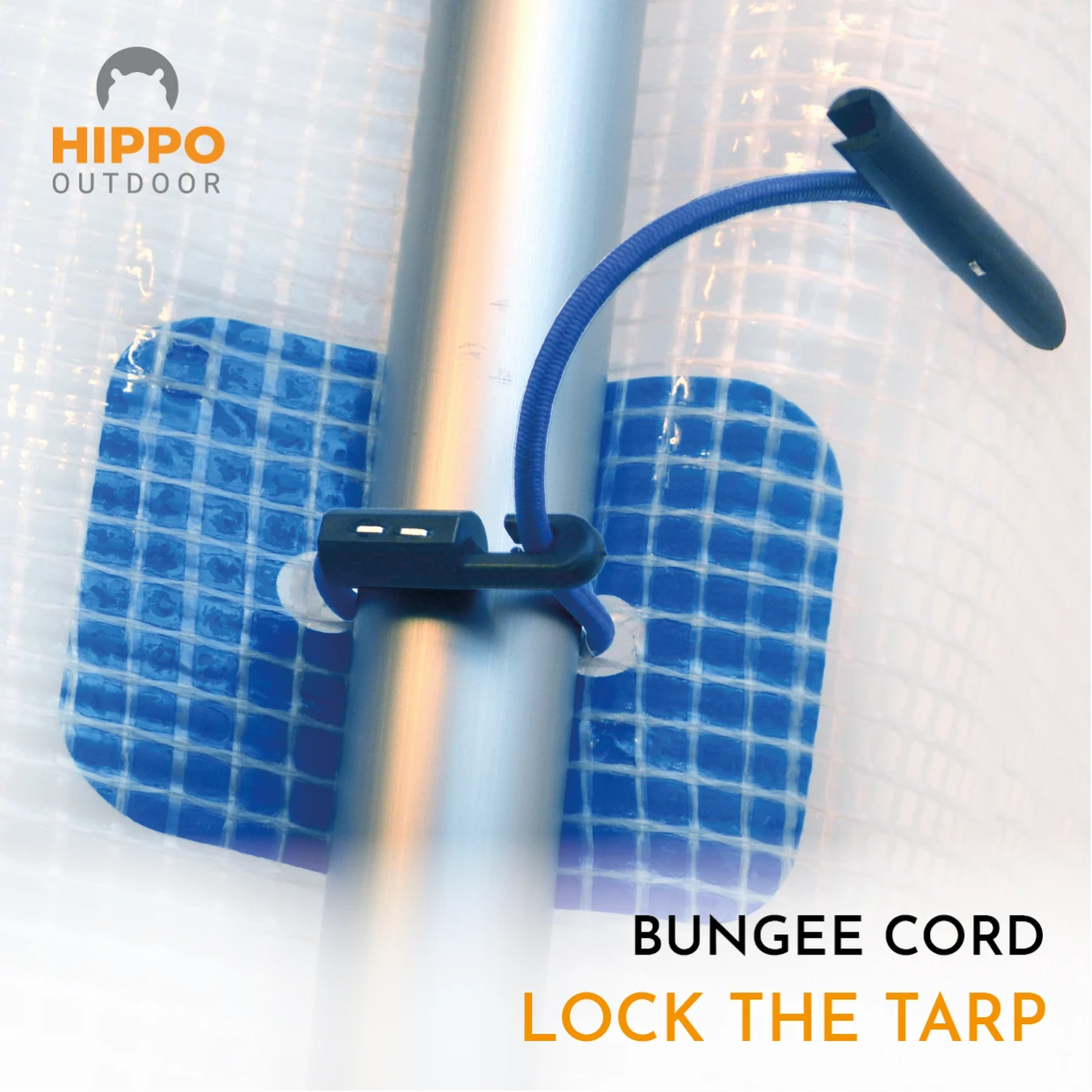 Pack of 10 reusable bungee cords for anchoring tarps in any weather.