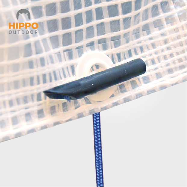 Flexible bungee cords for keeping tarps anchored during unpredictable weather.