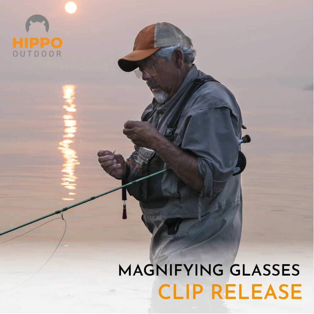 High-quality fly fishing glasses with clip-release attachment for anglers.