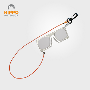 Ergonomic fly fishing glasses with carabiner for hands-free use.