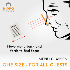 High-quality reading glasses designed for restaurant use.