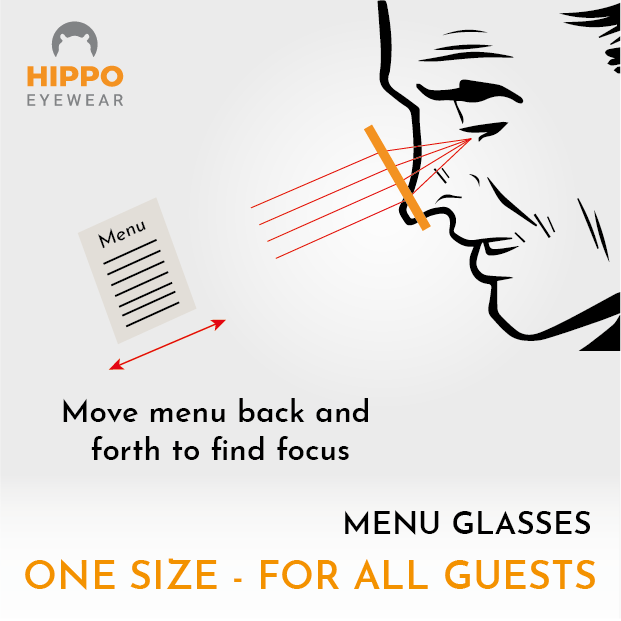 High-quality reading glasses designed for restaurant use.