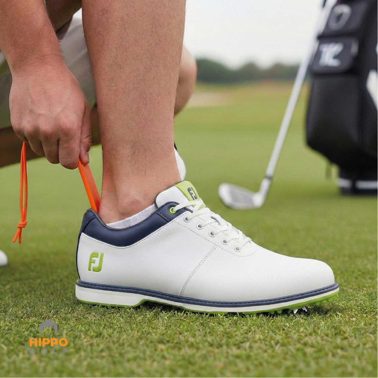 Blue Shoe from Footjoy with Shoehorn fron Hippo Golf