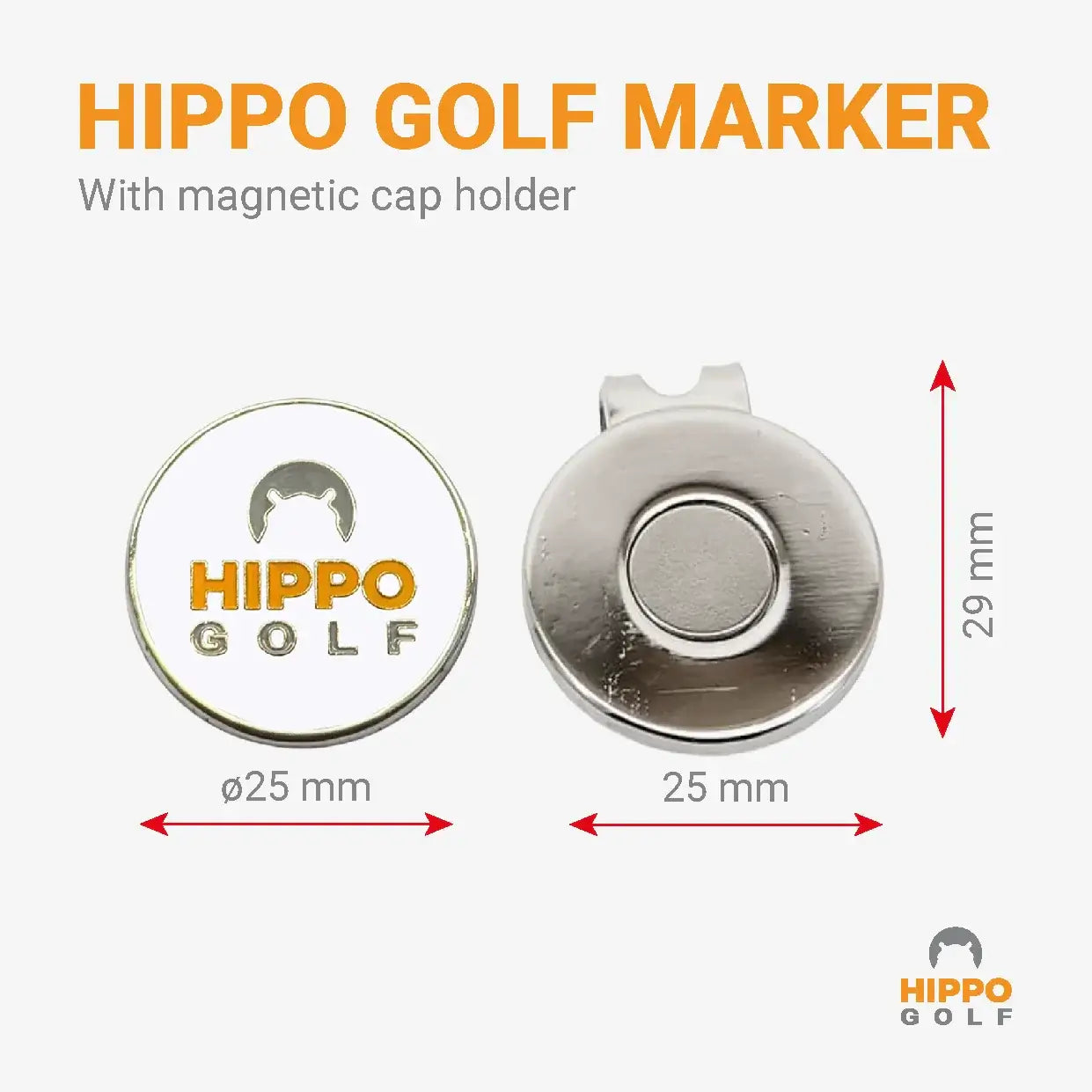 Ball marker with magnetic hat clip showing size and dimensions – 8103-05