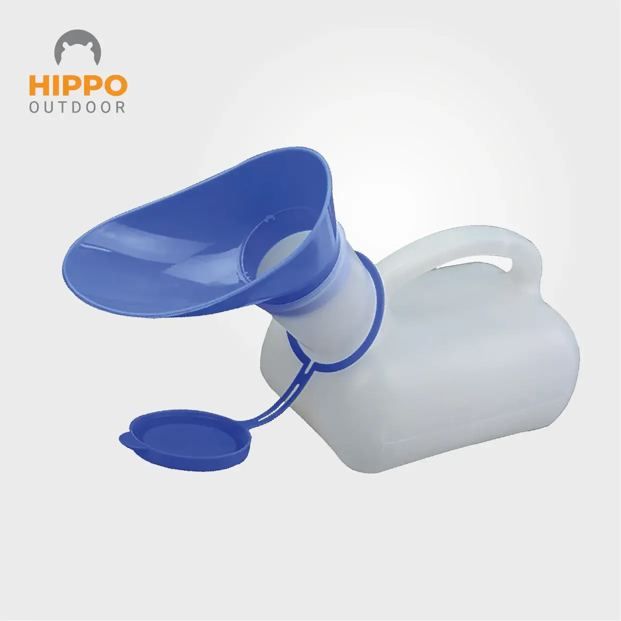 Portable boat urinal with unisex adapter attached, designed for secure and easy use while boating.