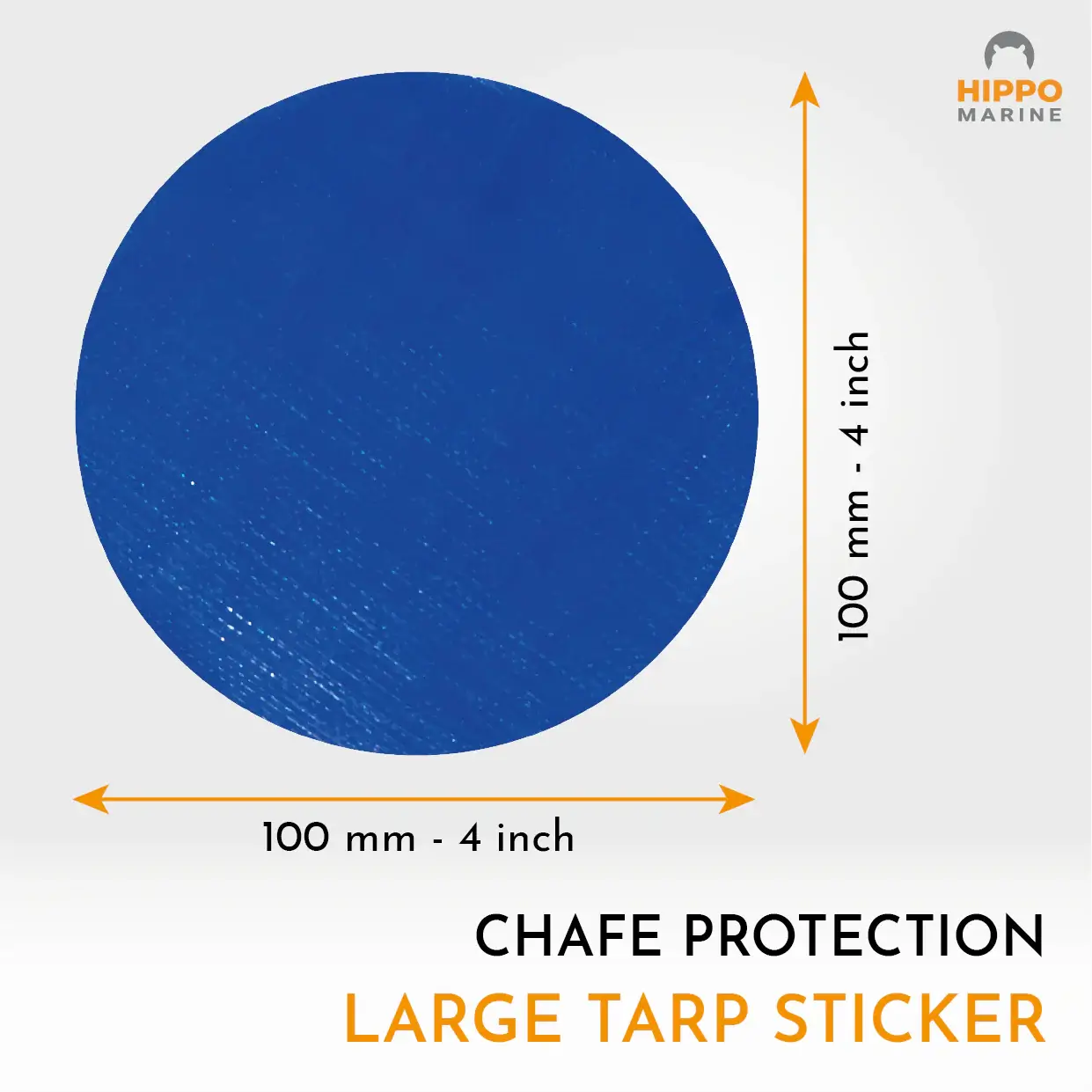 100 mm round chafe protection tape patch for marine tarps and boat covers.