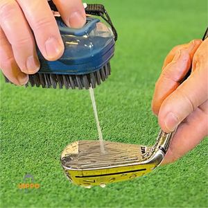 Cleaning golf club face using water brush and nylon bristles – Hippo Golf 8162-04