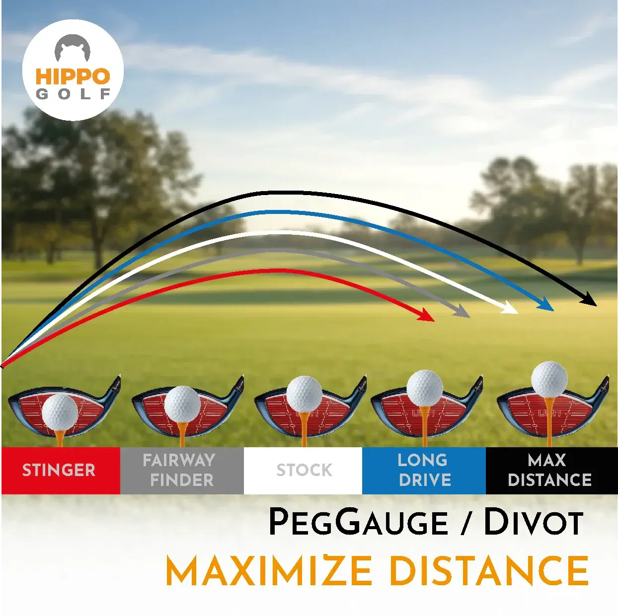 Correct tee height helps maximize distance and control – PegGauge golf tool 8105-09