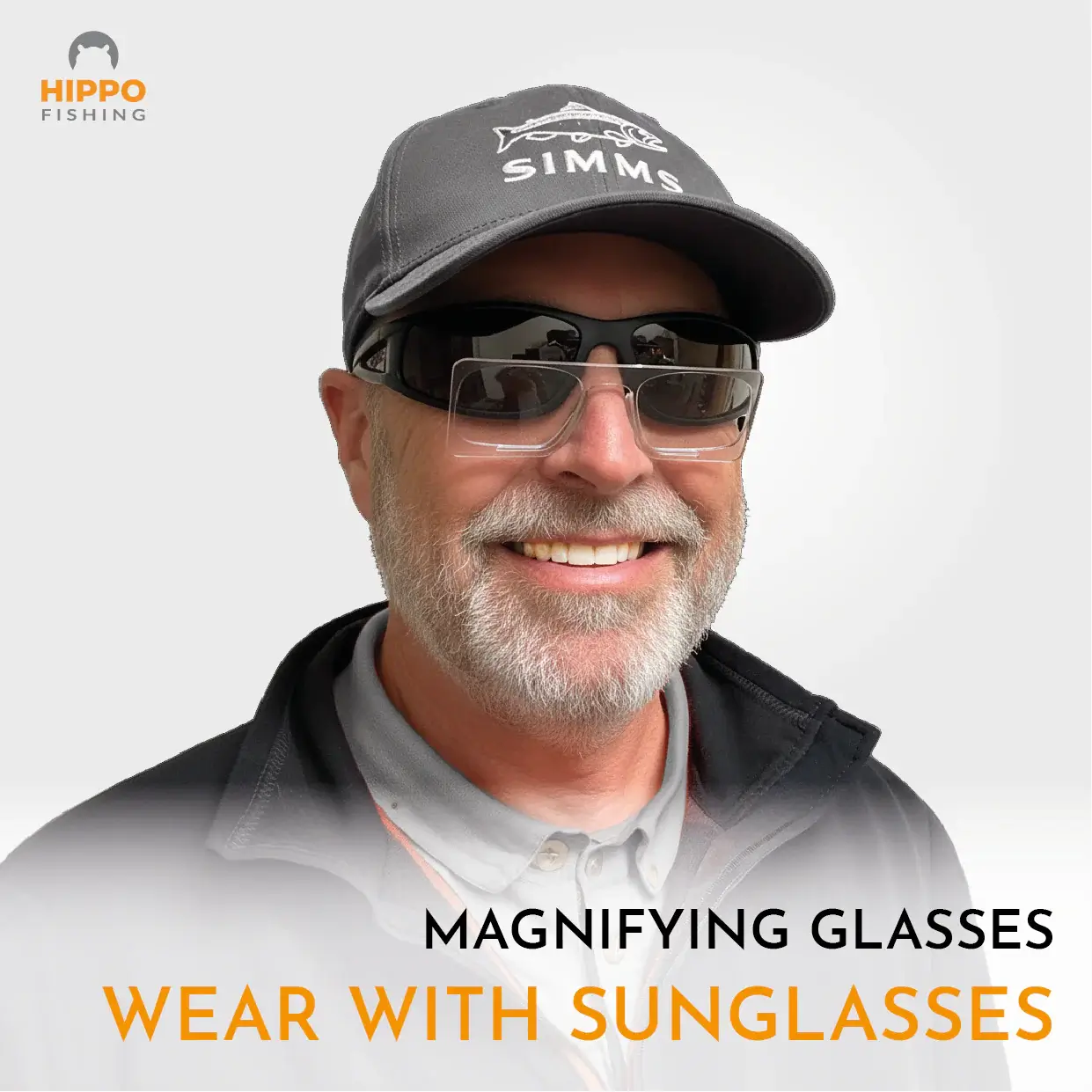 8270 quick-release fly fishing magnifier worn over sunglasses for easy access