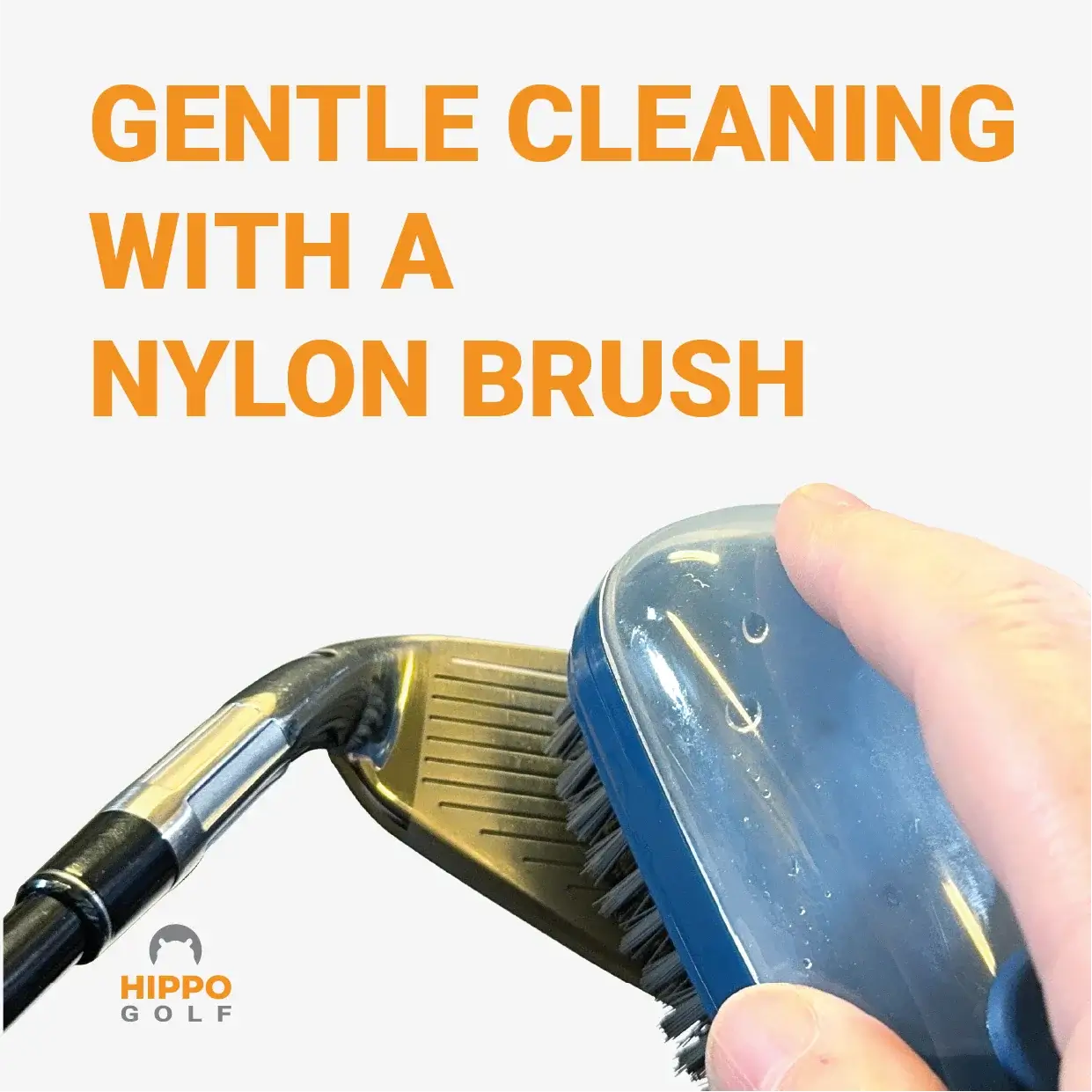Gentle golf club cleaning with nylon brush – Hippo Golf 8162-06