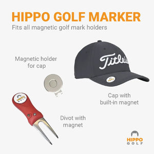 Golf ball marker compatible with magnetic hat clips and divot tools – 8101-02