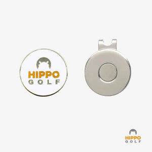 Golf ball marker with magnetic hat clip showing front and magnetic backside – 8103-02