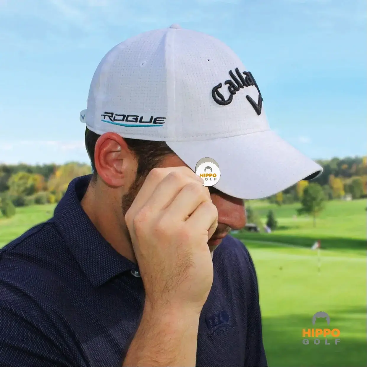 Golf ball marker attached to a golf cap using a magnetic hat clip – 8101-04