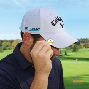 Golf ball marker attached to a golf cap using a magnetic hat clip – 8101-04