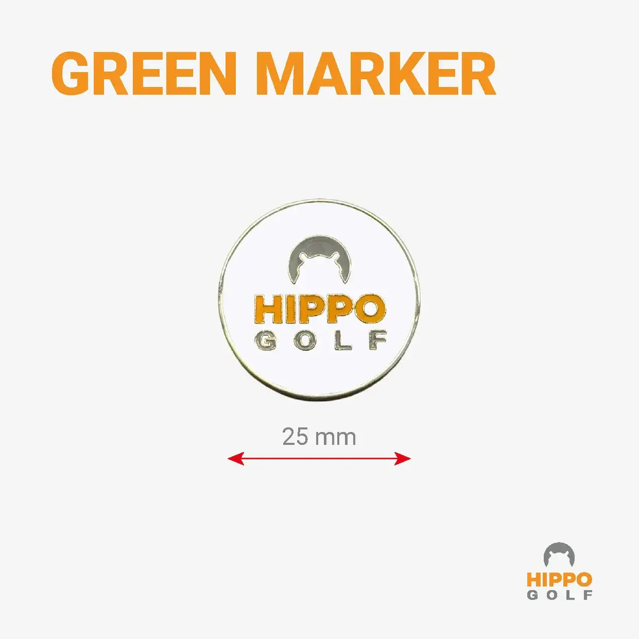 Golf ball marker diameter 25 mm with Hippo Golf logo – 8101-05