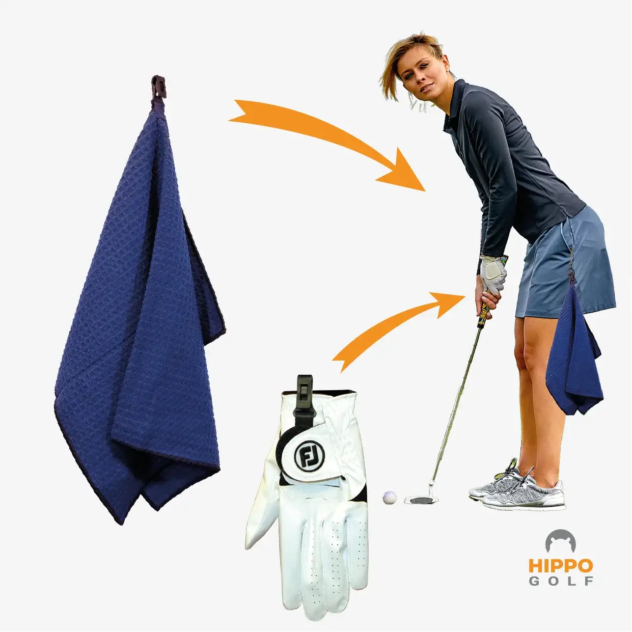 Golf belt holder attached to waistband or pocket for fast access to towel or glove 8172-04