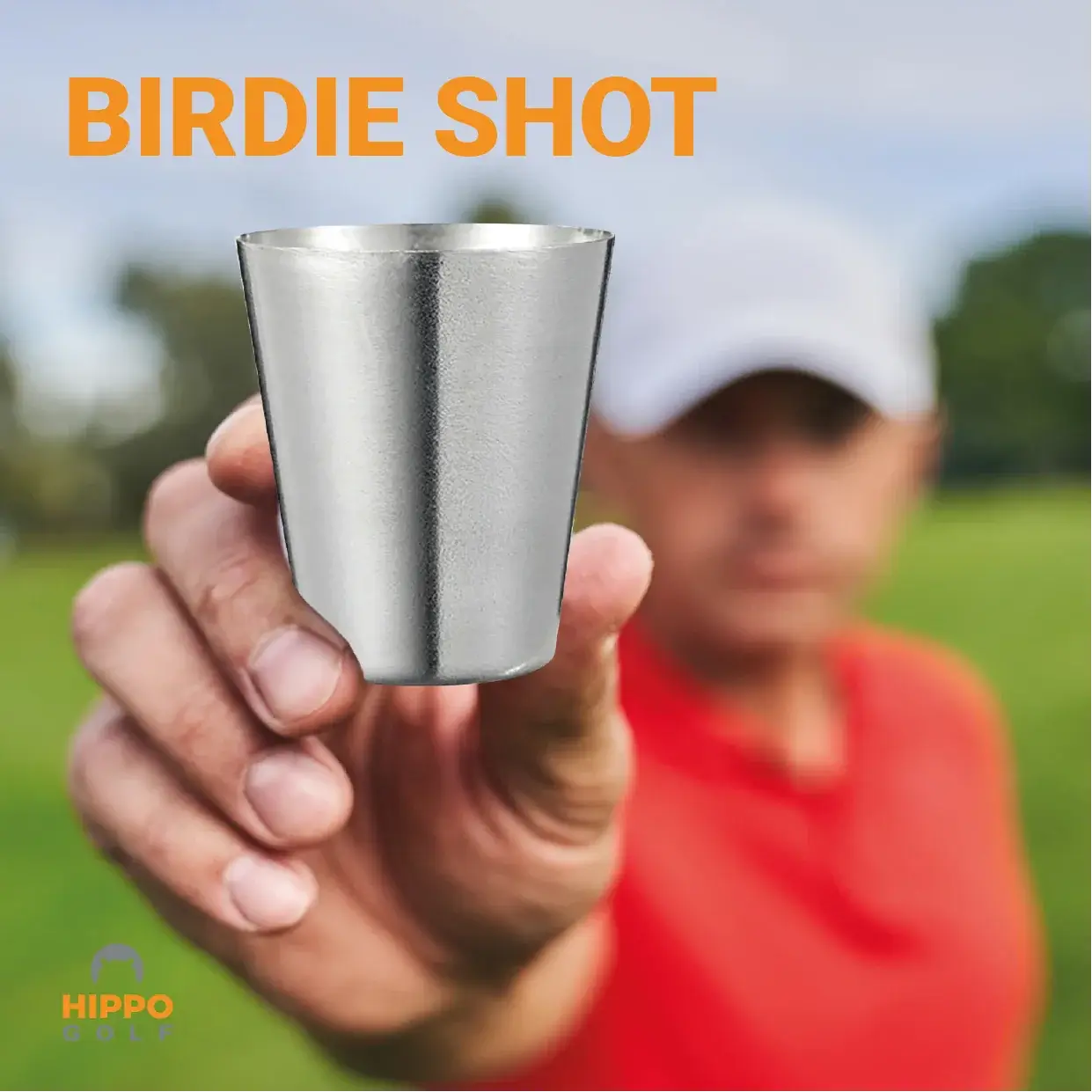 Stainless steel golf shot glass used to celebrate a birdie on the course 8189-03