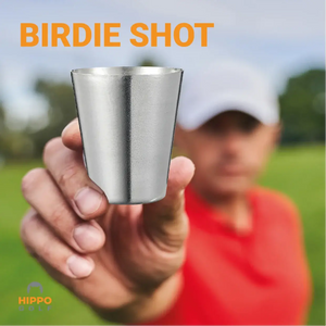 Stainless steel golf shot glass used to celebrate a birdie on the course 8189-03