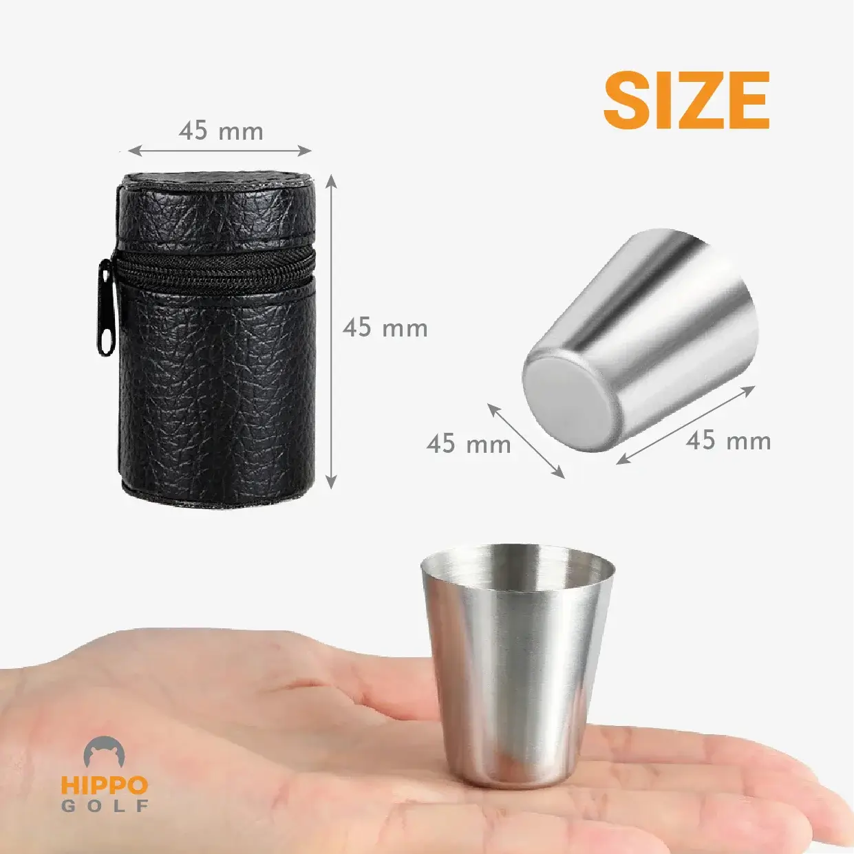 Stainless steel golf shot glass set for golfers - size 8189-09