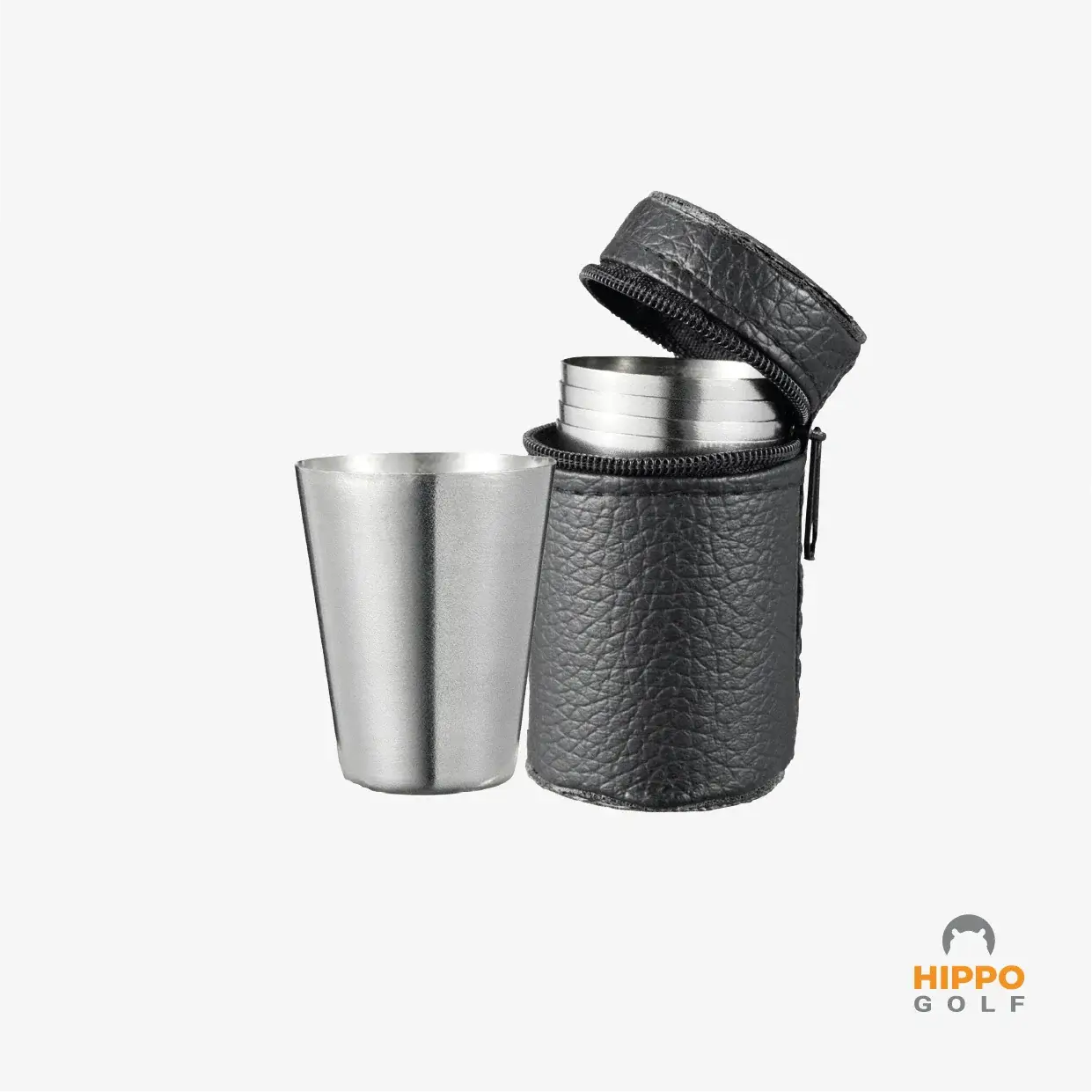 Stainless steel golf shot glass set with protective case for golfers 8189-08