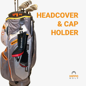 Headcover and cap holder attached to golf bag holding headcover – Hippo Golf – 8161-03