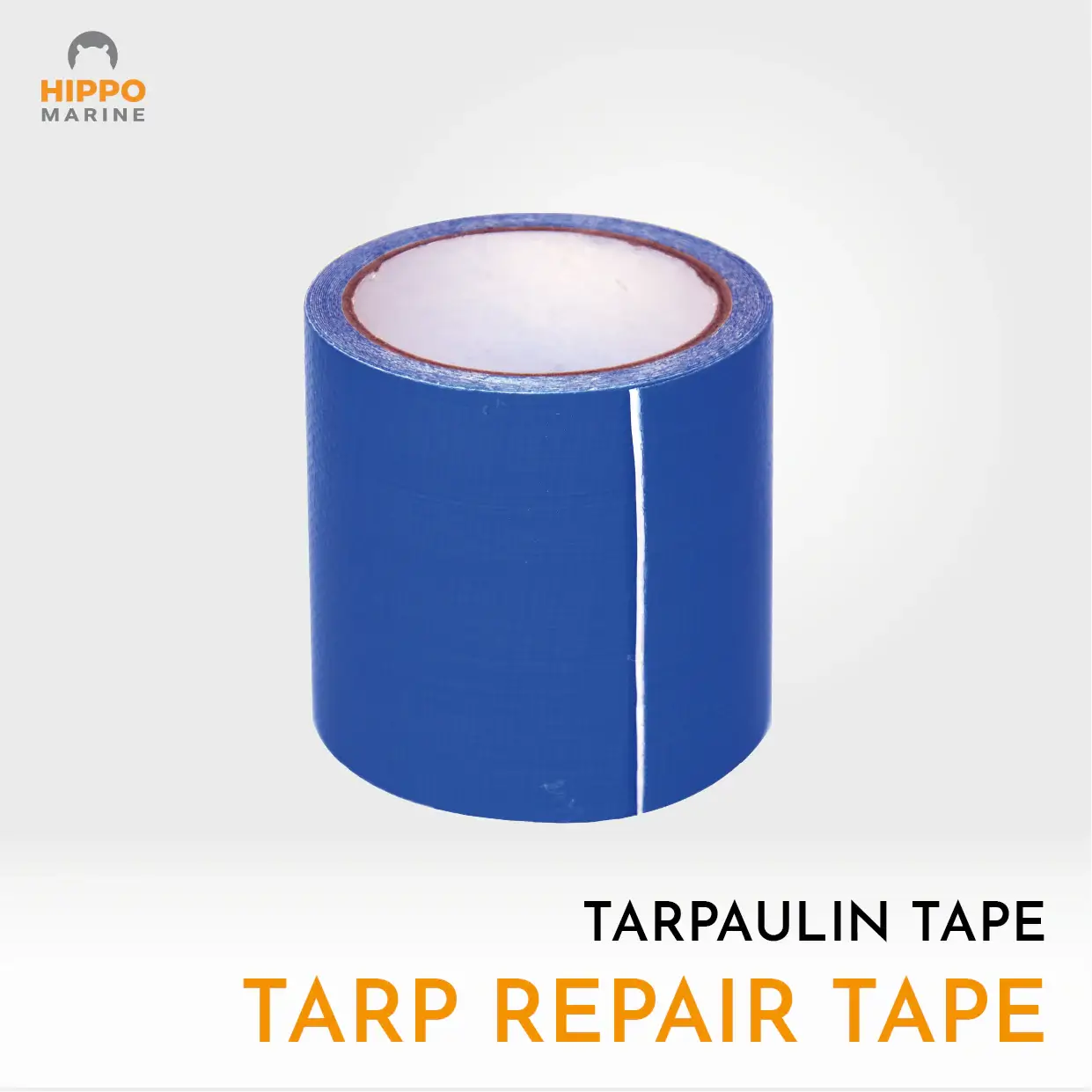 Blue heavy duty tarp repair tape roll for repairing tears and reinforcing tarpaulins.