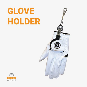 Golf glove holder with glove attached for fast access between shots